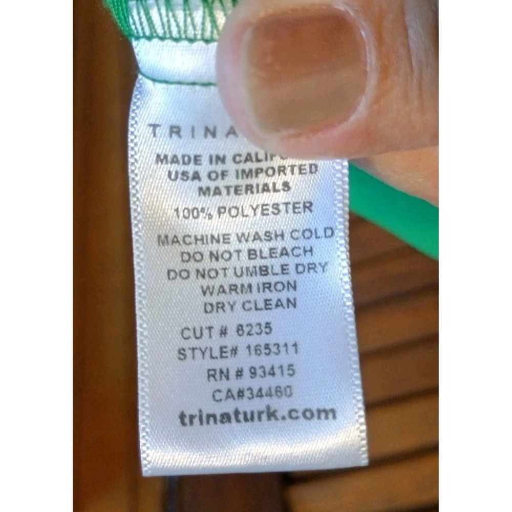 Trina Turk Kelly Green Pipkin Dress 3/4 Sleeve Shift Pockets Career Size Med - Picture 5 of 5